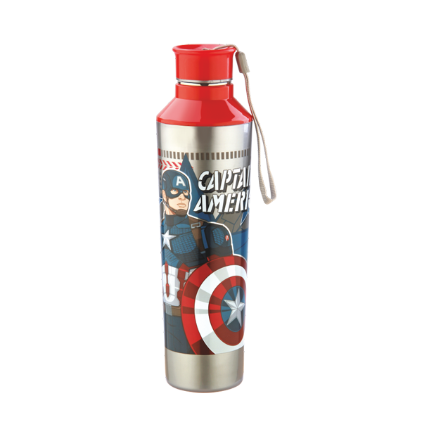 Jayco Elements Kids Water Bottles with Stainless Steel Inner - Marvel Captain America